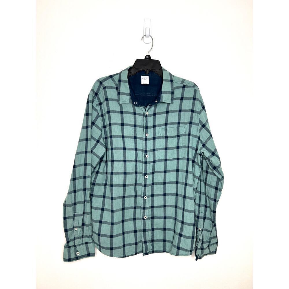Goodfellow Plaid Long Sleeve Reversible Button Up Shirt Sz L Preppy Beach Cotton